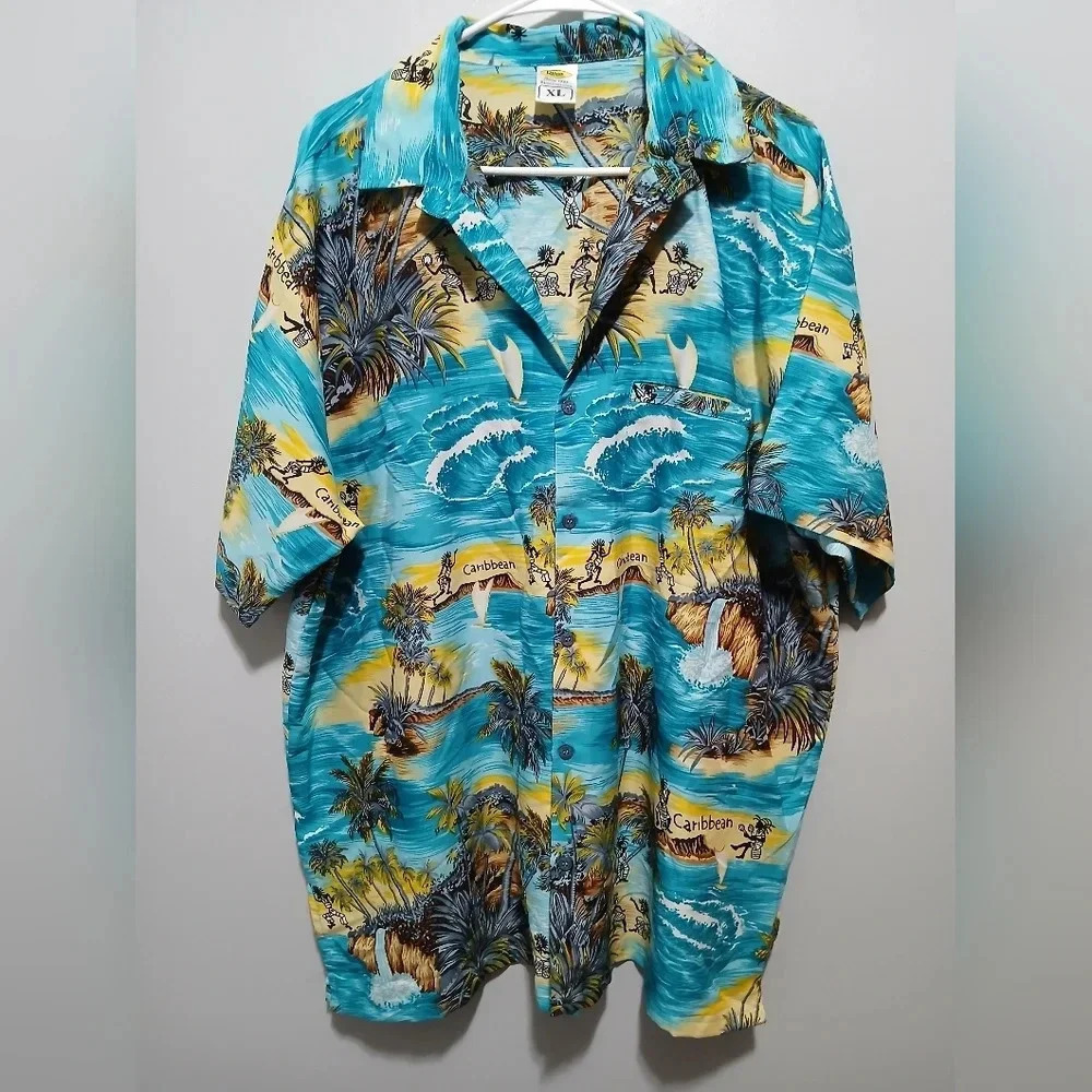 Men's XL Caribbean Short Sleeve Shirt Resortwear Tropical Vacation